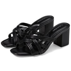 Calvin‎ Klein Women's Black Leather Terisa Slide Sandals Size 9M